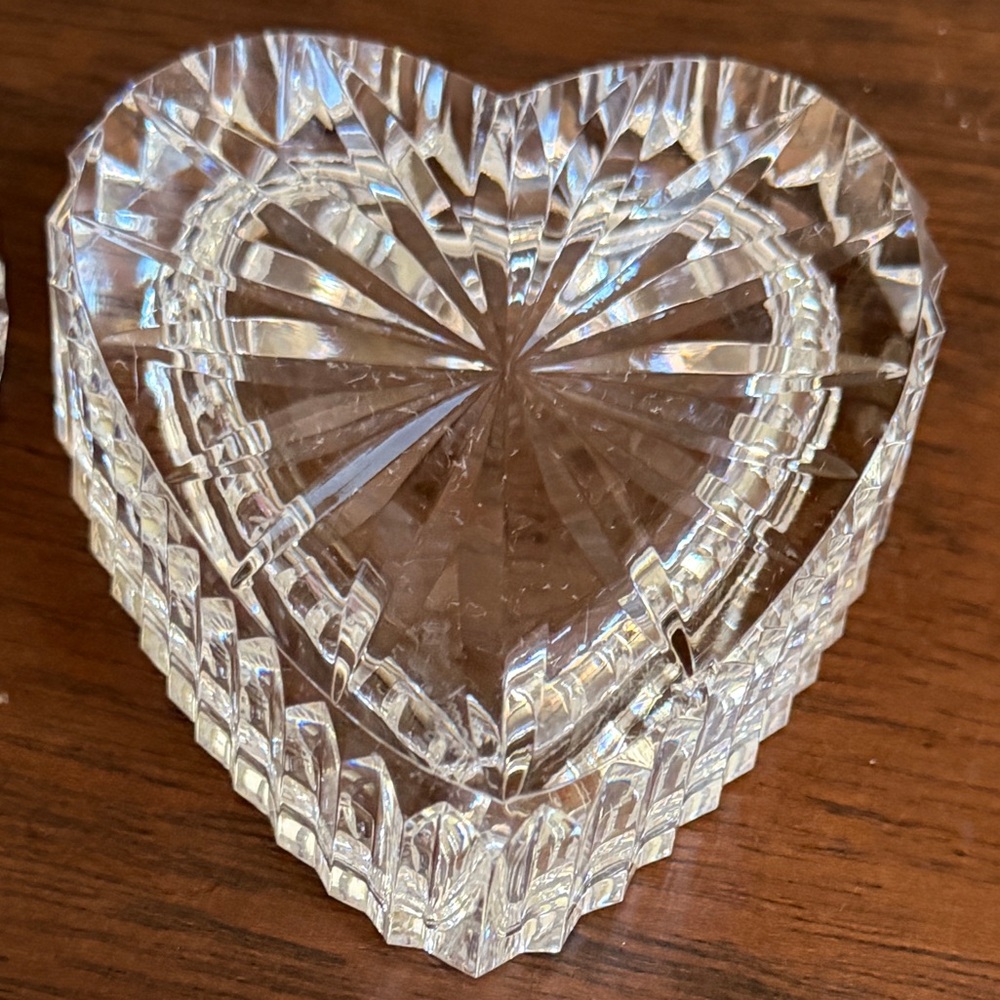 Waterford Crystal Heart Shaped Trinket Box, Minor Chips - Picture 3 of 12